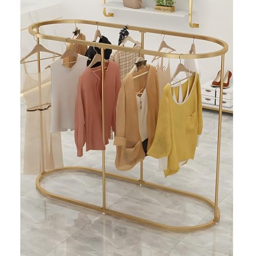 Présentoir pour costumes contre le froissement, portant à vêtements rond doré pour petit espace