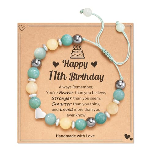 HGDEER 5-21 Year Old Birthday Gifts for Girls and Her, Meaningful Nature Stone Bracelet with Message Card for Daughter Granddaughter Niece Sister Friend