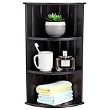 Taylor & Brown 3 Tier Corner Shelf Unit Modern Freestanding Wall Mounted Storage Bathroom Shelving Display Shelves Decor Stand Tongue & Groove Bathroom Living Room Kitchen Hallway, Black