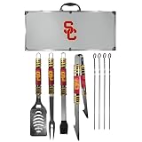 NCAA Siskiyou Sports Fan Shop USC Trojans Steel Tailgater BBQ Set w/Case 8 piece Gray