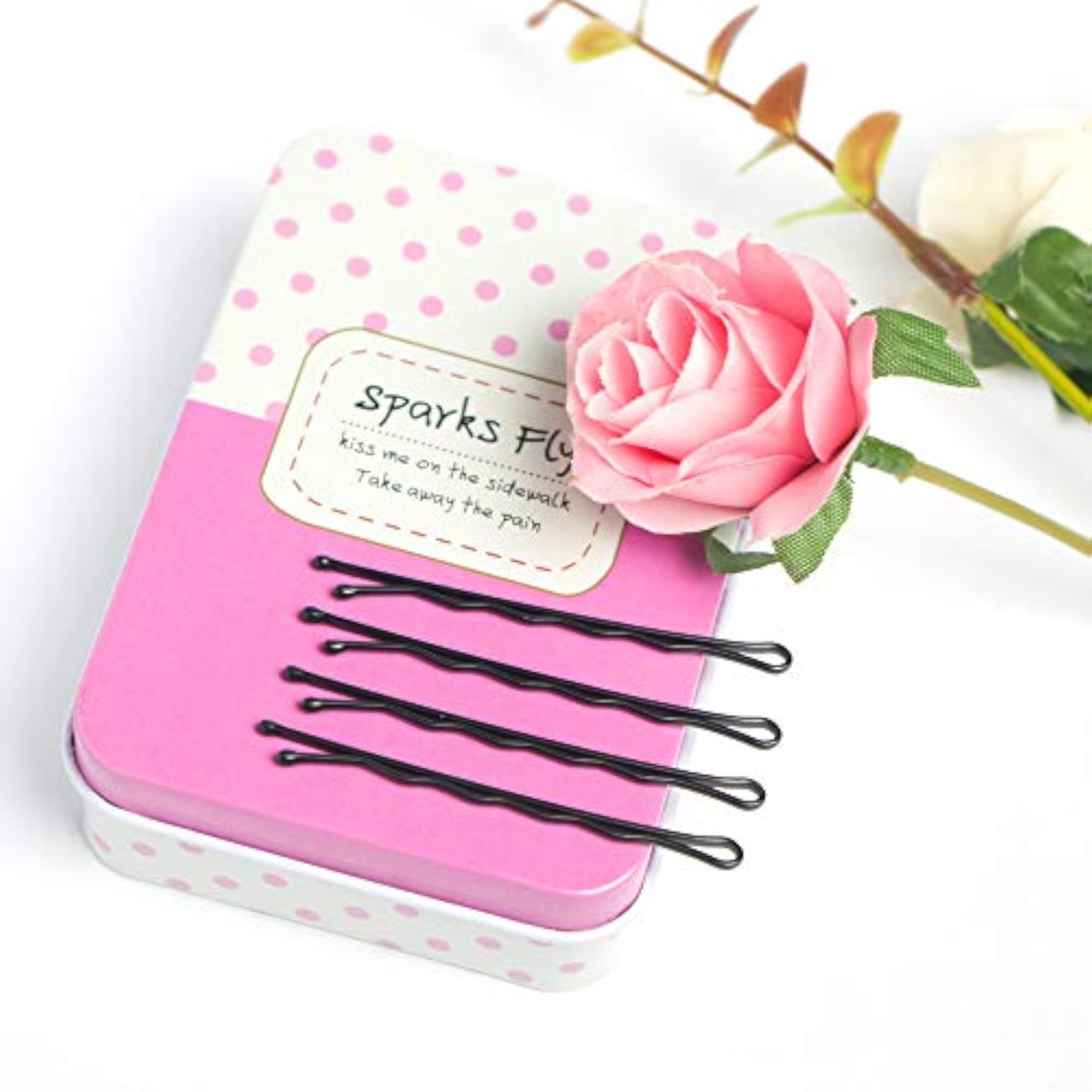 200 Ct Black Hair Bobby Pins with Cute Case