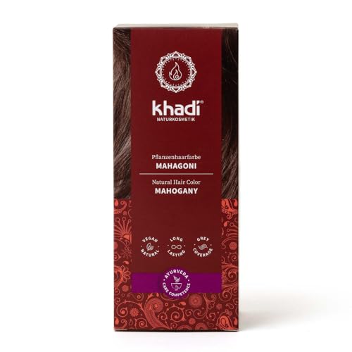 khadi MAHAGONI Pflanzenhaarfarbe - Haarfarbe für ein samtiges, erdiges Rot bis zu intensiv dunklem Rotbraun - 100% pflanzlich & natürlich - 100g