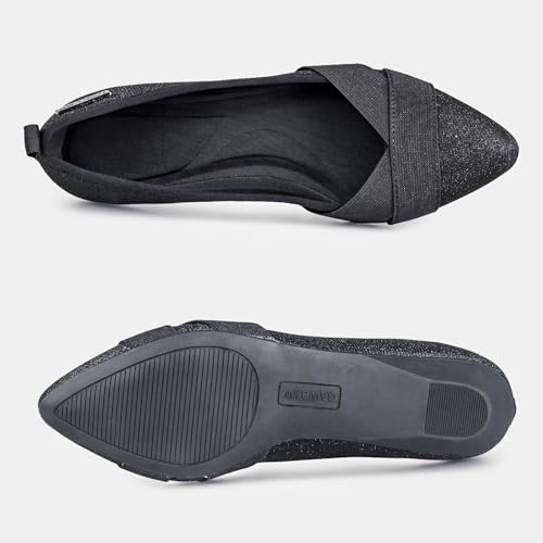 GAWBAW Women's Pointed Toe Flats with Glitter Comfortable Working Flats Low Wedge Casual Dressy Flat Shoes for Women2