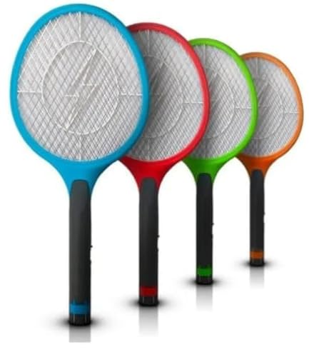 Raquete Elétrica Mata Moscas e Mosquitos, Recarregável, Bivolt