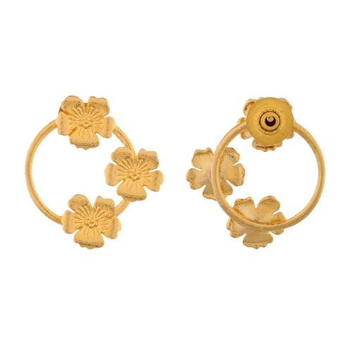 Image of Voylla Hawaii Hibiscus Stud Earrings For Women Anti Tarnish Floral Boho Vacation Travel Tropical Everyday Wear Designer Stud Earrings Gift For Women