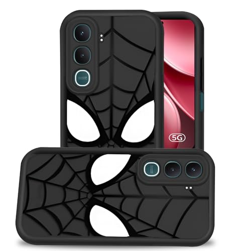 Image of AESTMO Back Case Cover for Vivo Y31 5G Cover | Spidey Face Mask Design | Silicone Case | Full Body Protection | Camera Protection Back Cover for Vivo Y31 5G (Black)