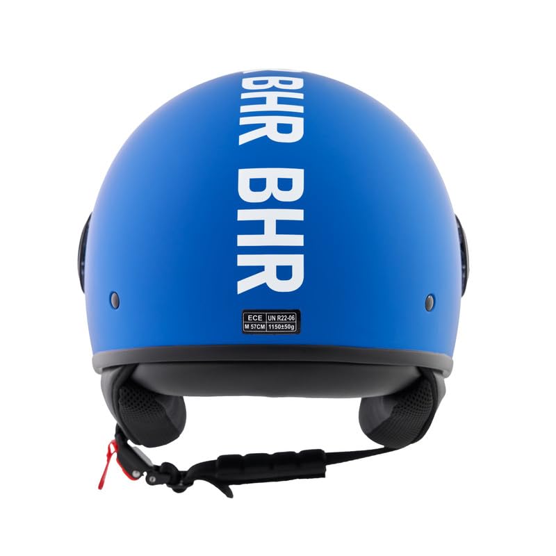 BHR Kask Demi-Jet 835 SPECIAL - Kask Skuter Homologowany ECE 22.06 z Wizjerem Typu Okulary Anty-Zarys - Zapięcie Mikrometryczne i Wyjmowane Wkładki Policzkowe
