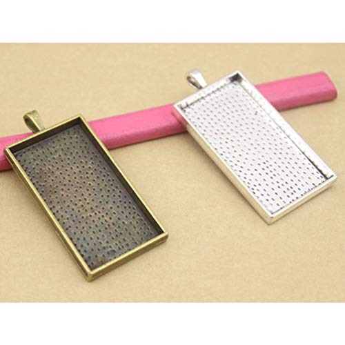 HEALLILY Rectangle Pendant Trays Vintage Bezel Blanks for DIY Jewelry Making Photo Pendant Crafts 10Pcs (Antique Silver) - Image 4