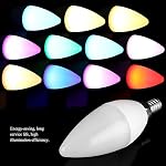 2 Pcs RGB Candle Bulb,3W Smart E27 E14 E12 B22 Optional Candelabra Base LED Bulb Remote Control Color Changing LED Candle Light Bulb Lamp for Home Decoration(E12RGB+Warm White)