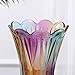 Glass Colorful Vase,Glass Flower Vase Decor for Home Dining Table Living Room,Office Wedding Holiday Party,Handmade Pattern(Phoenix Tail Style)