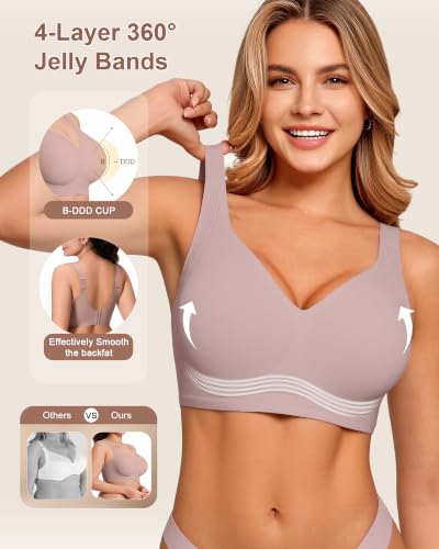 Image of Bras for Women Jelly Wireless Supportive Seamless Full Coverage Push Up No Underwire Comfort Plus Size for Older Women