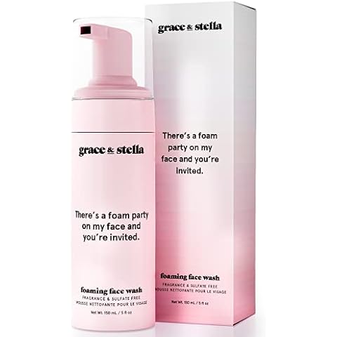 grace & stella Foaming Facial Cleanser (150ml) - Sensitive Skin Face Wash - Vegan - Limpiador Facial - Hydrating Facial Cleanser - Face Wash Sensitive Skin - Cleanser For Dry Skin Cover