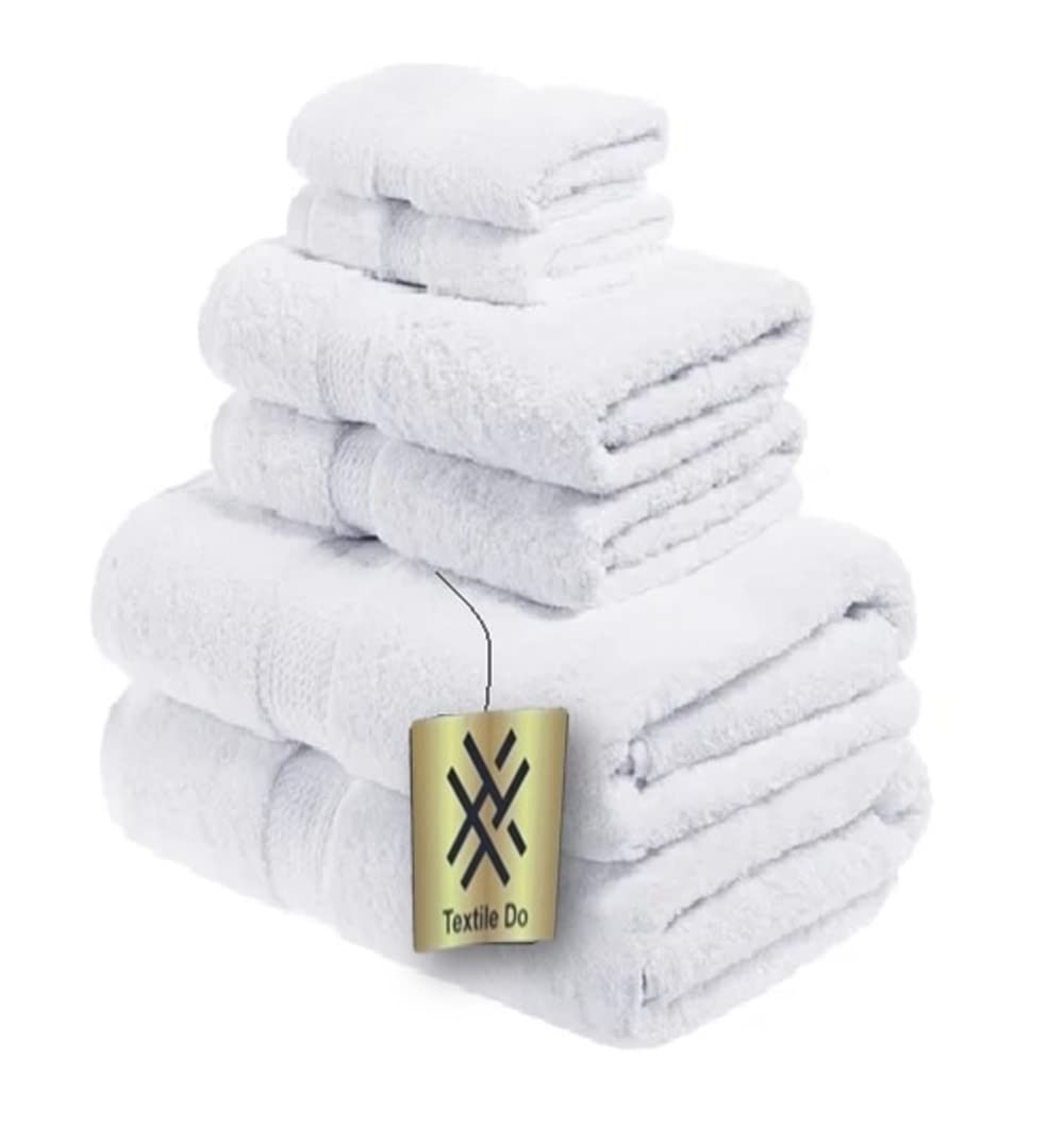 TEXTILE Luxury 100% Egyptian Combed Cotton Towel Set Super Soft 800 GSM Highly Absorbent Face Hand Large Jumbo Bathroom Towel (Hand Towel, White)