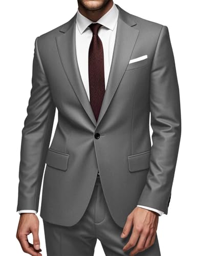 Mens Suit 2 Piece Classic Fit Dress Suits One Button Jacket Blazer for Wedding Business Dinner Prom
