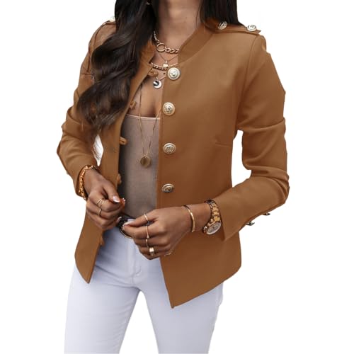 Womens Casual Plus Size Blazer 2024 Fall Winter Long Sleeve Open Front Work Blazer Buttons Cropped Blazers Jackets