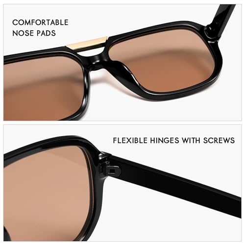 Retro Square Aviator Sunglasses Womens Mens 70s Classic Vintage Oversized Sun Glasses AR822824