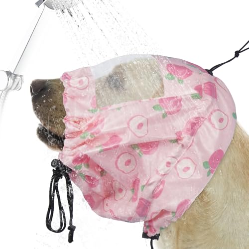 Nanaki Dog Shower Cap-Ear Protection for Bath, Adjustable Grooming Ear Cover, Waterproof Shower Caps for Dogs Hat, Reusable Pet Shower Caps for Bathing Grooming Swimming Drawstring Can be Trimmed
