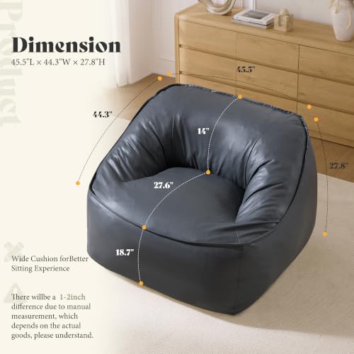 Image of AMERLIFE Oversized Bean Bag Chair for Adults, PU Boneless Chair, Gray