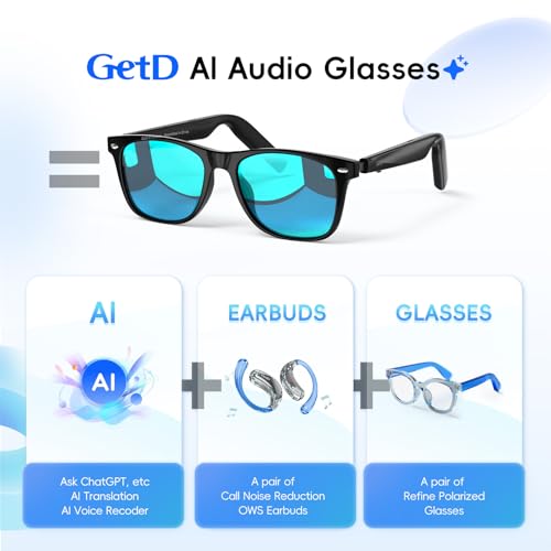 AI Glasses for Men & Women, Smart Glasses Powered by ChatGPT, AI Real-time Translation with 145 languages, 11H Music Play, Bluetooth Sunglasses with Polarized Lens, UV Protection for Daily Use, Travel — view 2