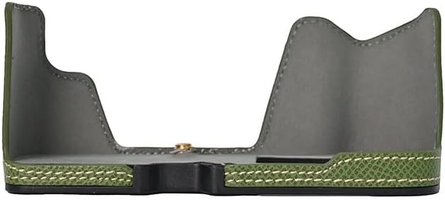 E-M10 IV Case, Handmade PU Leather Half Camera Case Bag Cover Bottom Opening Version for Olympus OM-D E-M10 Mark IV With Hand Strap (Green)