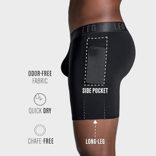 Leo lange Boxer Shorts mit seitlichen Taschen zum Trainieren und Reisen2