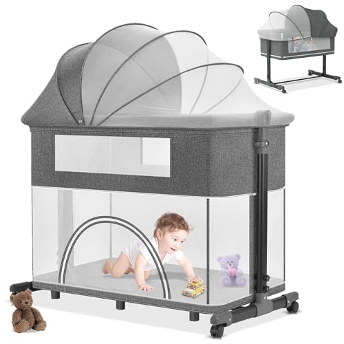 Bestxh Cuna Cuna Bebé 3 En 1 Cunas Cama Bebés Con La Cama Bebé Que Cambia El Pañal La Cama Portátil Ajustable De Red Transpirable,Gris Bestxh Cuna Cuna Bebé 3 En 1 Cunas Cama Bebés Con La Cama Bebé Que Cambia El Pañal La Cama Portátil Ajustable De Red Transpirable,Gris
