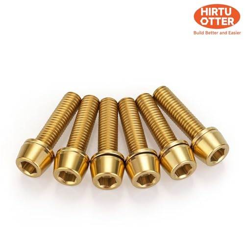 Image of 6 pcs M5 x 18 Titanium Allen Hex Bolts with Washer Screws & Wrench, for Bicycle Stems /Bike Handlebars /Brake Systems /Motorcycles /Camping Gear, Tapered Head Anti-Corrosion Fasteners(Golden)