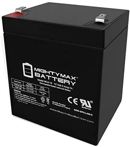 Mighty Max Battery ML5-12 - 12 Volt 5 AH, F1 Terminal, Rechargeable SLA AGM Battery