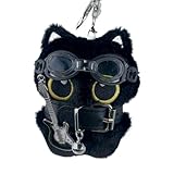 Tileafry Black Cat Keychain with 3 Accessories – Soft Plush, Backpacks Keychain,Pet Lovers (Glasses, Scarf, Guitar) (3