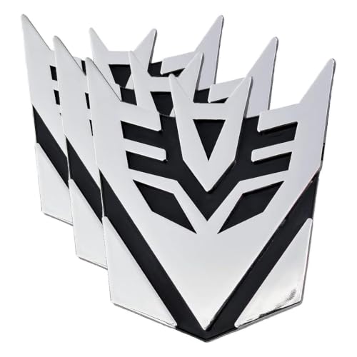 Image of Transforming Auto Robot Decepticon Auto Emblem - [Chrome][3 1 /2'' Tall] (Pack of 3)
