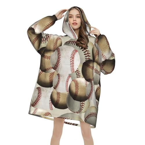 Sweat à capuche flanelle unisexe pull couverture manches poches baseball