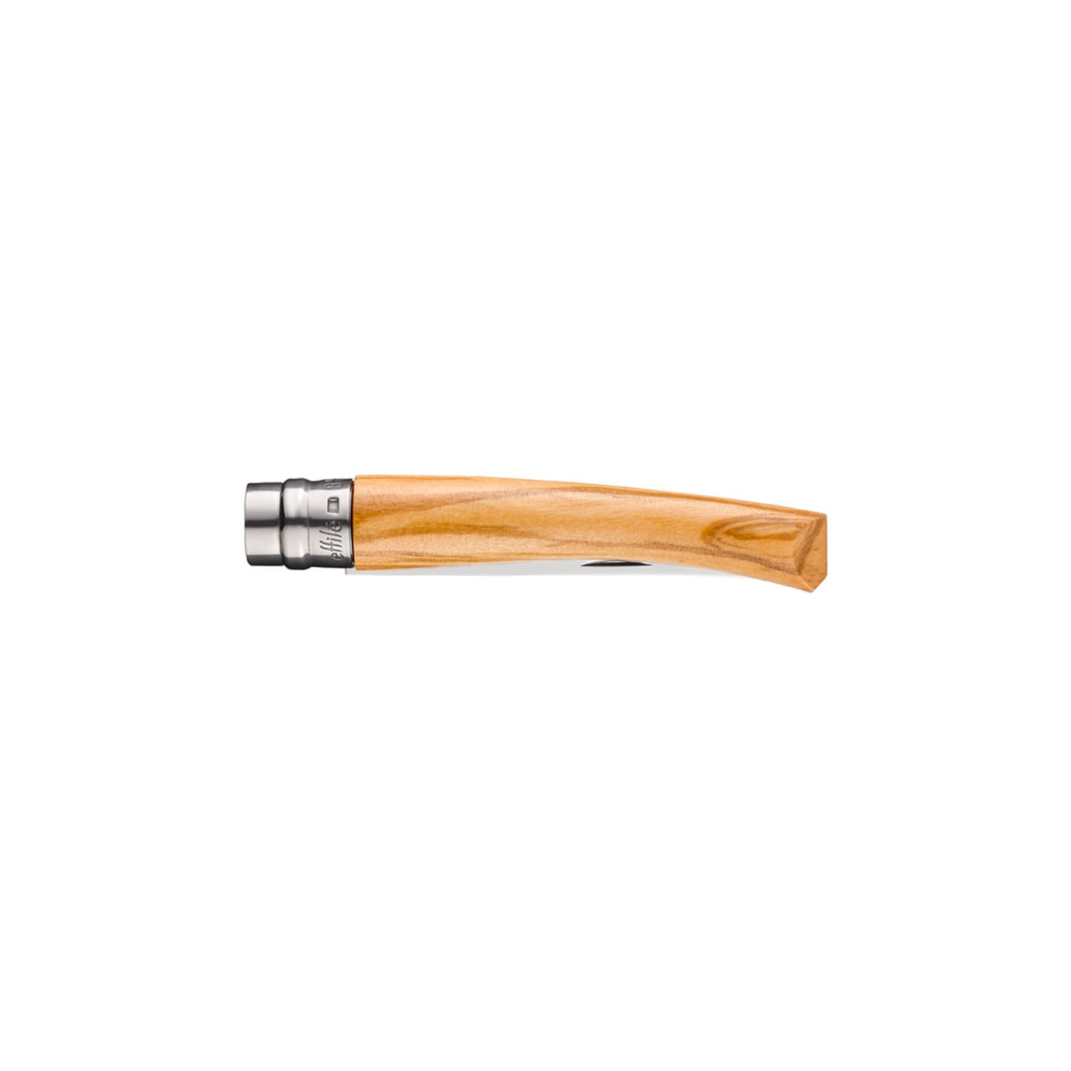 Opinel - N°08 Couteau de Poche Effilé - Lame Finition Poliglace 8 cm Inox, Manche Olivier, Usage Quotidien, Bague de Sécurité Virobloc - Fabrication Française