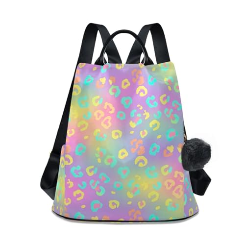 Sac à dos pastel arc-en-ciel dégradé avec antivol dos en cuir