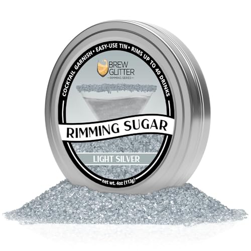image for Bakell Brew Glitter - Light Silver Rimming Sugar (4oz, 1x Bar Tin) Coc