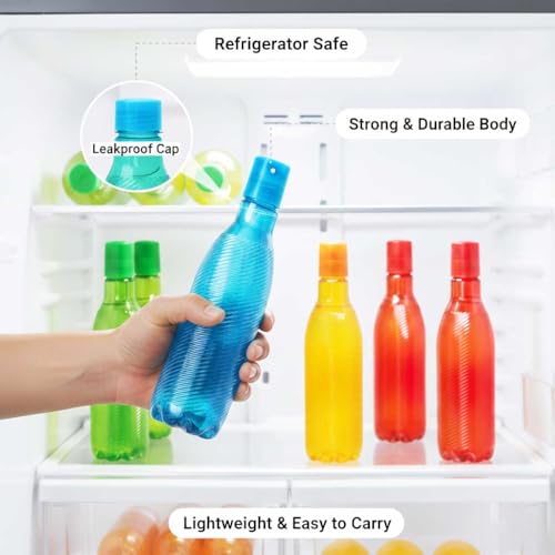 Image of RED WIND Unbreakable 1 Litre Ripple Design Water Bottles | Pack of 12 | Multicolor | Leakproof Screw Cap | BPA-Free | Bottles for Fridge, Gym, Home, Office, School and Travel