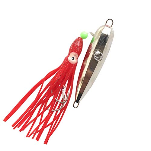 L MEIQUN, Inchiku Plantilla metálica de Pulpo Falda pargo Mero 100g120g150g200g Lenta Pesca Jigging Cebo Artificial trastos (Color : Silver per pcs, tamaño : 100g)