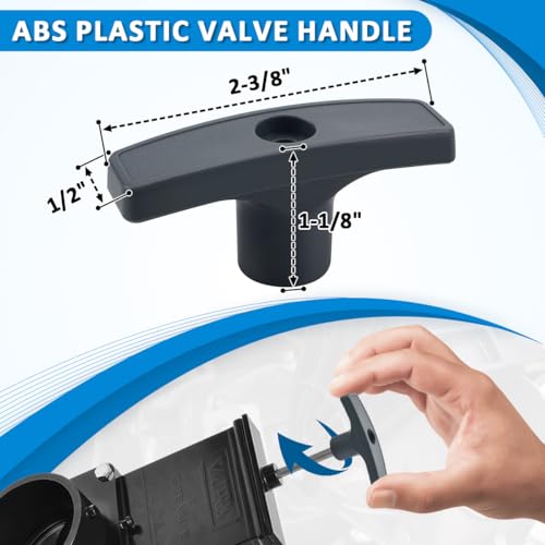 Image of 2pcs Grey RV Waste Valve Handle Replacement Kit - Includes T-Handle, Nuts, Screws & Gaskets for RV Camper Sewer Tank Dump Gate Valve Extension Rod Fits Black Water Gray Water Systems