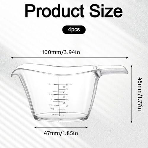 Set de 4 vasos medidores pequeños 2oz/60ml claros miniatura 2