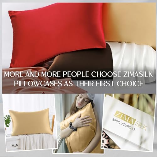 ZIMASILK 100% Pure Mulberry Silk Pillowcase for Hair and Skin Health,Soft and Smooth,Both Sides Premium Grade 6A Silk,600 Thread Count,with Hidden Zipper,1pc(Toddler 13''x18'',Champagne)