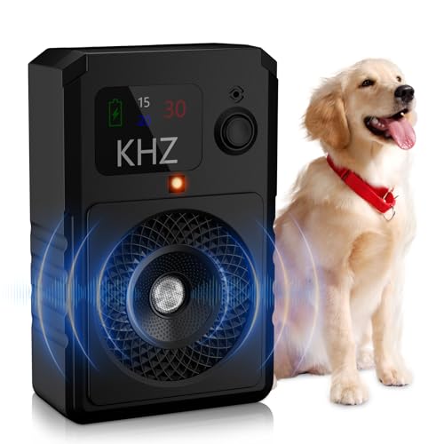 QEWEUUIE Anti Bell Gerät Hunde - 50 Fuß Reichweite - 3 Modi Antibell Ultraschall Gerät - IPX5 Wiederaufladbar Hundegebell Stoppen mit Farbdisplay Drinnen Draußen für Kleine/Mittelgroße/Große Hunde