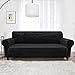 Deconovo Funda para Sofa 4 Plazas Elástica, Antideslizante, Cubierta del Mueble, Suave de Teriopelo, Negro