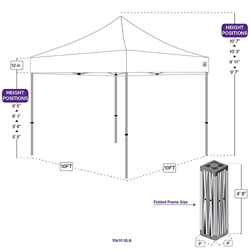 Impact 10' x 10' Pop Up Canopy Tent, Instant Shelter, Lightweight Aluminum Frame, UV Coated, Includes Rollerbag, Black