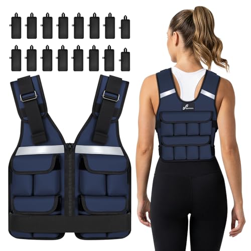 Image of Sportneer Adjustable Weighted Vest Weights: 2-18 lbs /2-42 lbs Washable Weight Vest for Walking 16 In 1 Fast Adjust Rucking Vest for Women and Men Home Gym Running Jogging Strength Training Vests