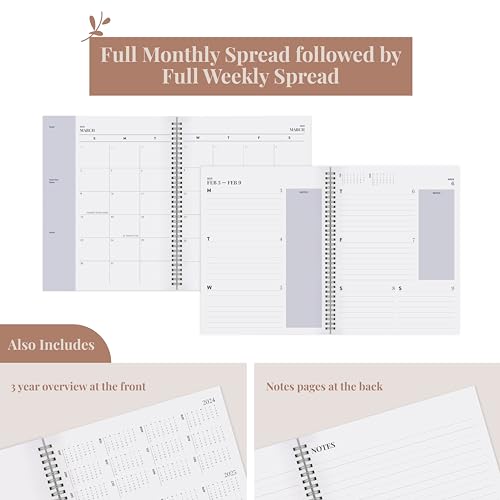 Riley's Planner 2024-2025 Academic Year, 18-Month Vertical Weekly Planner - Elegant Weekly & Monthly Agenda Planner, Robust Cover, Notes Pages, Twin-Wire Binding (8.5 x 11 inch, Blue)