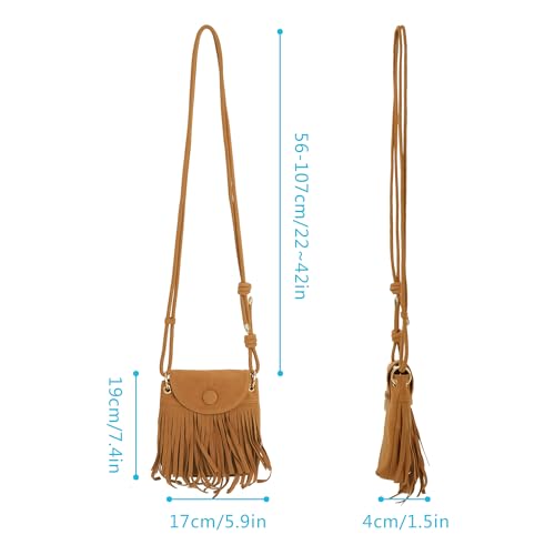 Image of Women Leather Fringe Messenger Bag Mini Hobo Crossbody Tassel Shoulder Bags