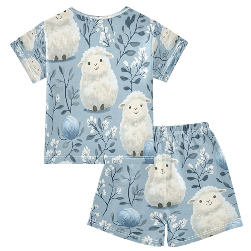 senya Short Sleeve Pajamas Sets Summer Cotton Sleepwear Sheep Pattern2