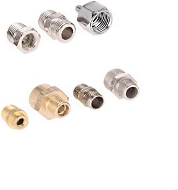 TopHomer 7pcs Professional Airbrush Adaptor Kit Fitting Connector Set for Air Compressor & Airbrush Hose 1/8" & 1/4" BSP Male & Female couplings.