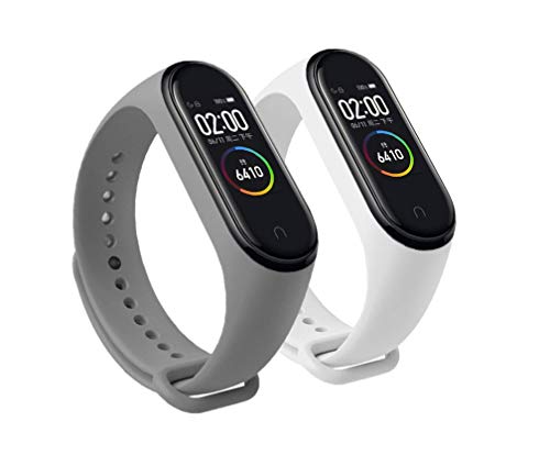 Pulseiras para mi band 4 ou mi band 3 - kit com 2 unidades (Branco e Cinza)