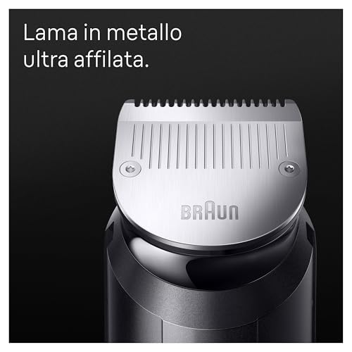 Braun Rasoio Elettrico Barba e Capelli, REGOLABARBA UOMO e Tagliacapelli Uomo, 11-in-1 Styling Kit per Barba, Capelli, Corpo, Naso e Orecchie, 100 Minuti Di Utilizzo, Idea Regalo, MGK7450 Blu - Immagine 3
