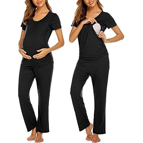 Ekouaer Maternity Nursing Pajama Set Cover